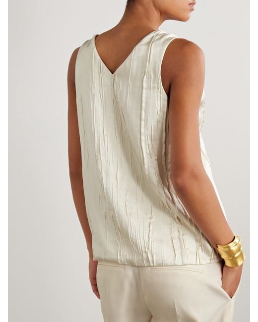 Brandon Maxwell Natural The Drew Embellished Crinkled-Satin Tank