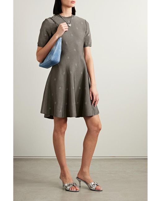 Givenchy Gray 4G Minikleid Aus Jacquard-Strick Mit Stretch-Anteil