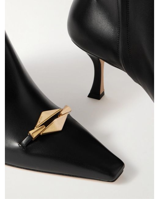 Jimmy Choo Black Ryker 70 Embellished Leather Ankle Boots