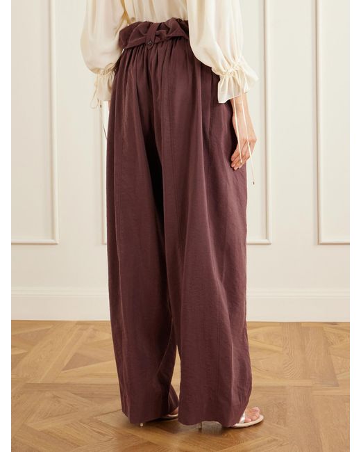 Chloé Red Silk-Blend Wide-Leg Pants