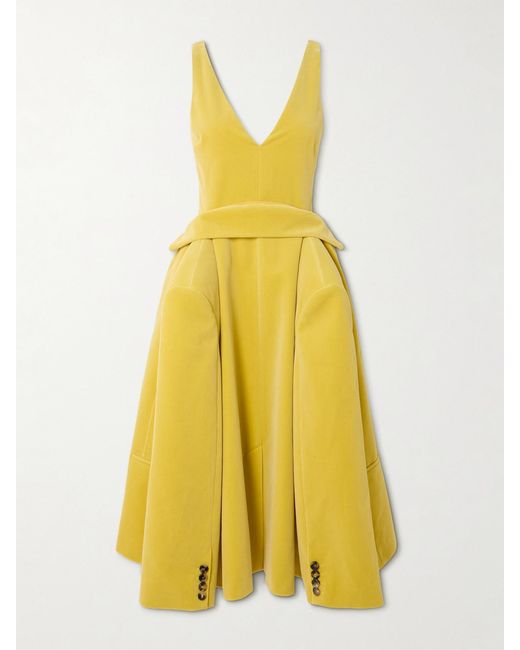 J.W. Anderson Yellow Cotton-Velvet Midi Dress