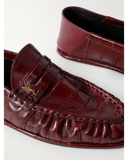 Saint Laurent Red Le Loafer Loafers Aus Glänzendem Aalleder Mit Verzierung Und Einklappbarer Fersenpartie