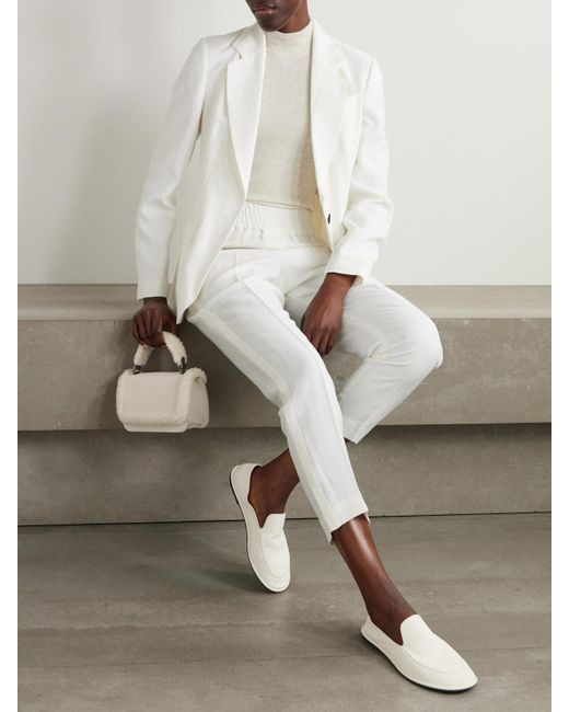 Brunello Cucinelli White Verkürzte Hose Mit Schmal Zulaufendem Bein Aus Webstoff