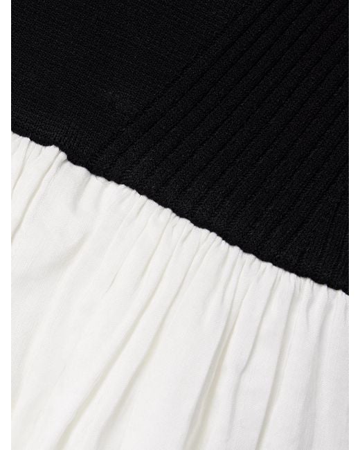 La Ligne White Stretch-Knit And Gathered Linen-Blend Midi Dress