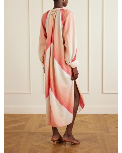 Marrakshi Life Pink The Smock Striped Cotton Midi Dress