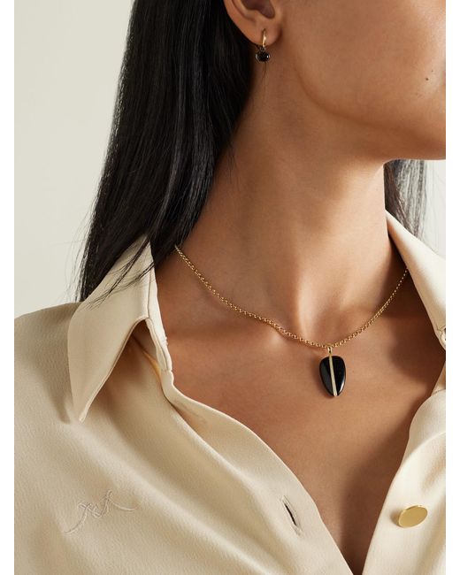 BY PARIAH Natural Net Sustain Pebble 14-Karat Recycled, Onyx And Diamond Pendant
