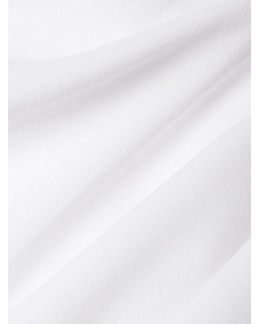 Rasario White Gathered Stretch-Crepe Midi Dress
