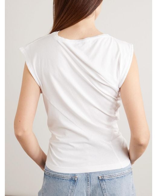 Agolde White Beth Draped Organic-Cotton Jersey T-Shirt