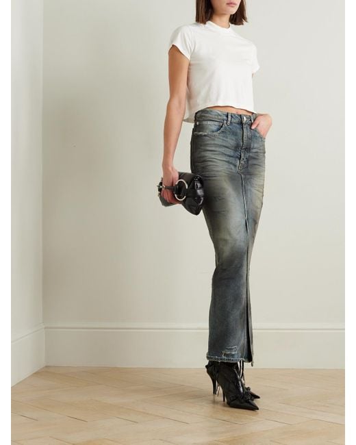 Rick Owens White Cropped Organic Cotton-Jersey T-Shirt