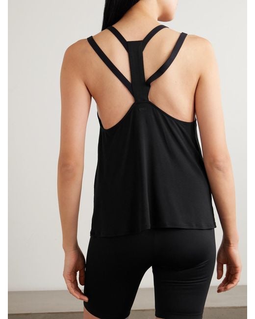 Eres Black Allyson Embroidered Stretch-Modal And Silk-Blend Jersey Tank
