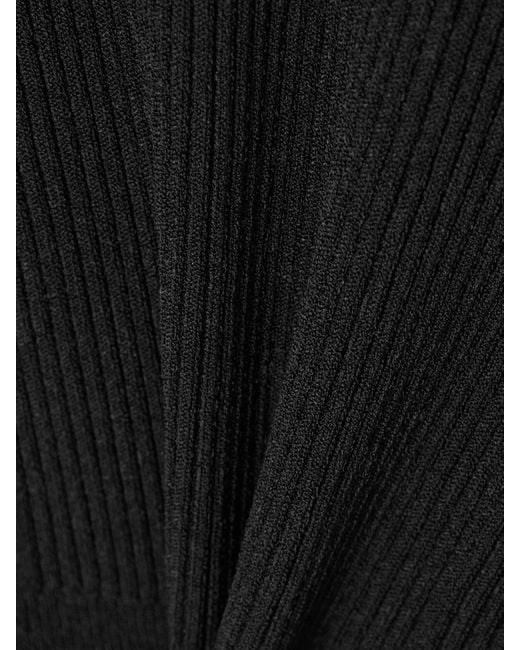 Alaïa Black Off-The-Shoulder Ribbed-Knit Bodysuit