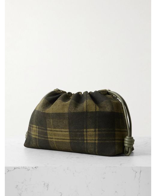 Loewe Black Flamenco Medium Leather-Trimmed Checked Suede Shoulder Bag