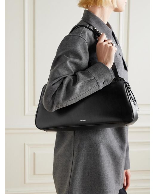 Jil Sander Black Dune Leather Shoulder Bag