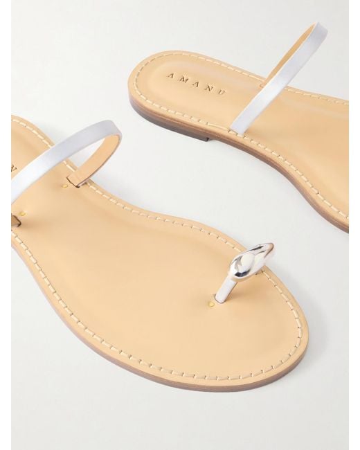 Amanu White The Kibera Embellished Satin And Leather Sandals