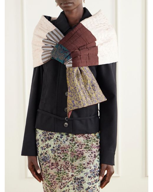 Dries Van Noten Brown Patchwork Quilted Scarf