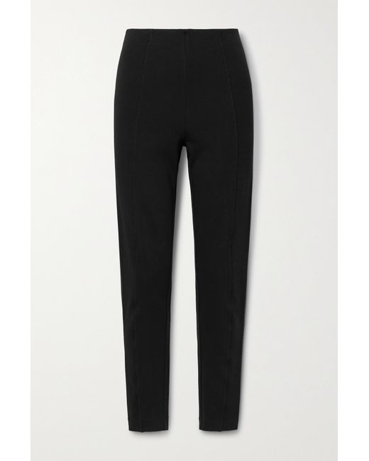 NINETY PERCENT Black + Net Sustain Paneled Organic Cotton-blend Jersey Slim-leg Pants