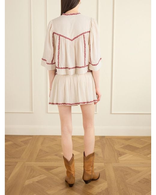 Isabel Marant Pink Juline Embroidered Organic Cotton Shirt