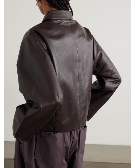 St. Agni Brown Cocoon Paneled Leather Jacket