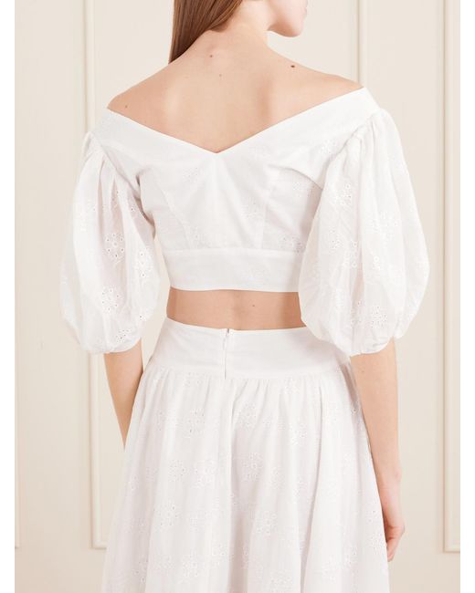 Thierry Colson White Clara Embroidered Cotton-Voile Blouse