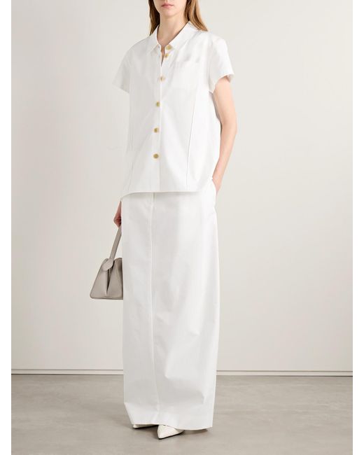 Khaite White Keefe Cotton-Poplin Shirt