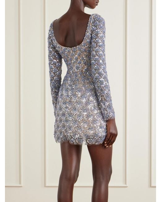 Oscar de la Renta Blue Crystal-Embellished Mini Dress