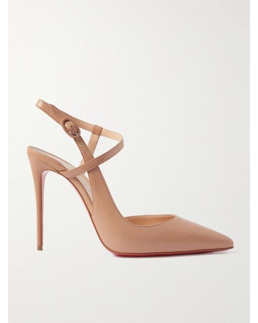 Christian Louboutin Pink Jenlove 100 Leather Slingback Pumps
