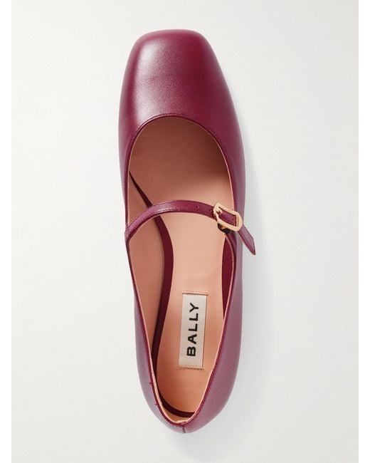 Bally Red Belkys Leather Mary Jane Ballet Flats
