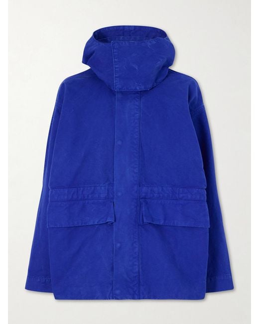 Victoria Beckham Blue Hooded Cotton-Canvas Jacket