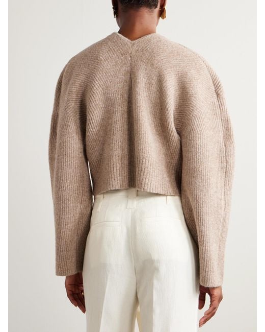 Cult Gaia Natural Mayalu Ribbed-Knit Cardigan