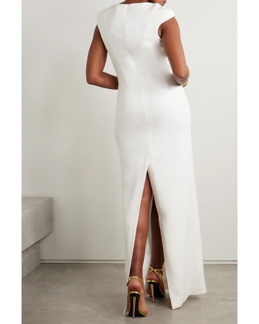 Tom Ford White Draped Silk-Georgette Gown