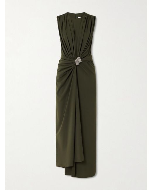 Brandon Maxwell Green The Serena Draped Embellished Jersey Gown