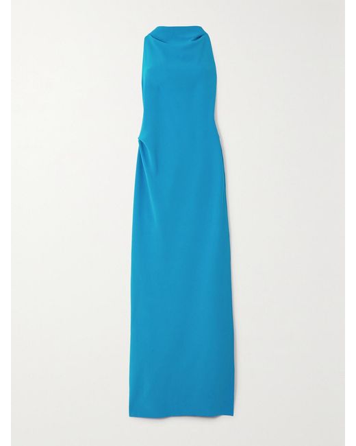 Proenza Schouler Blue Open-Back Draped Crepe Maxi Dress
