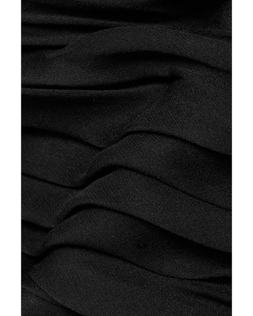 Carolina Herrera Black Strapless Ruched Silk-Crepe Midi Dress