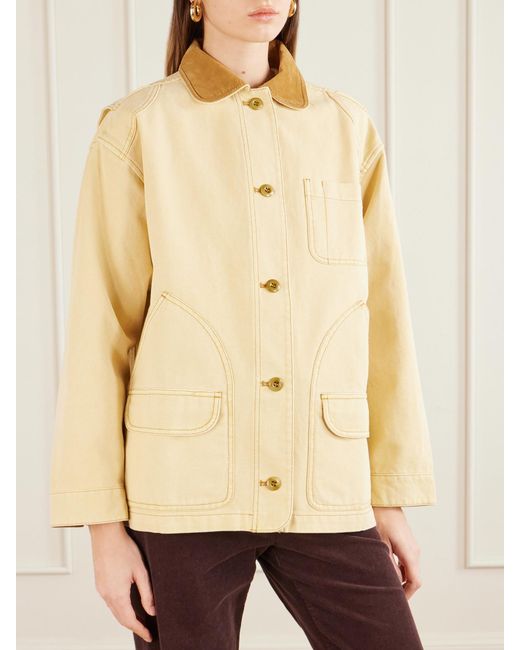 Doen Natural Pascual Corduroy-Trimmed Cotton-Canvas Jacket