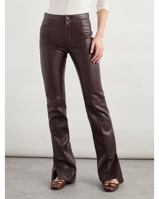 Chloé Brown Leather Flared Pants