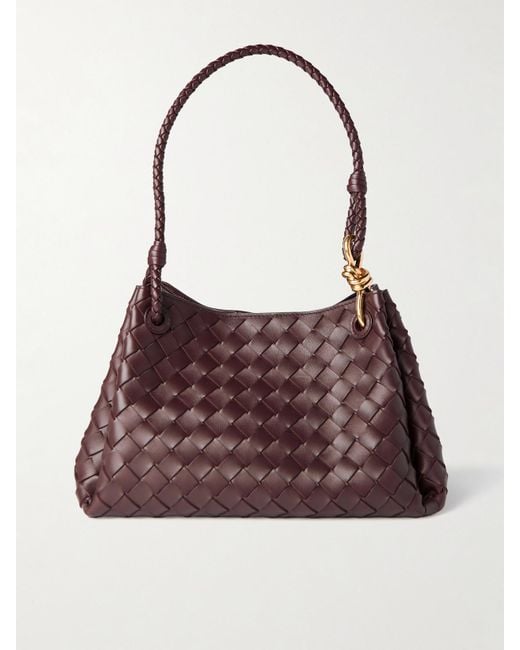 Bottega Veneta Brown Parachute Medium Intrecciato Leather Shoulder Bag