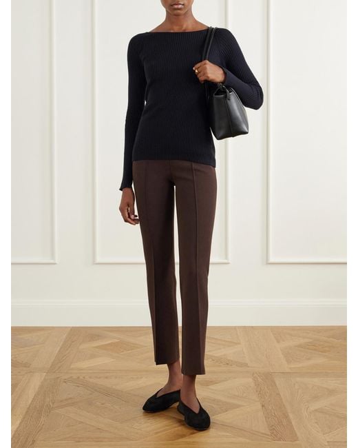 High Sport Brown Geo Kick Cotton-Blend Cropped Flared Pants