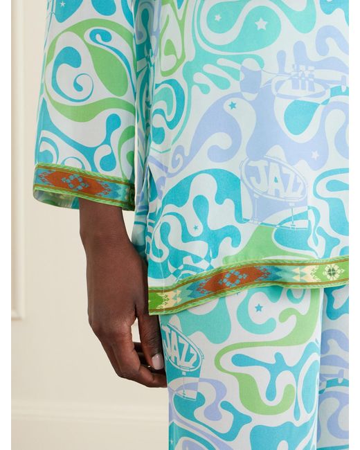 Emporio Sirenuse Blue Jia Printed Silk Shirt