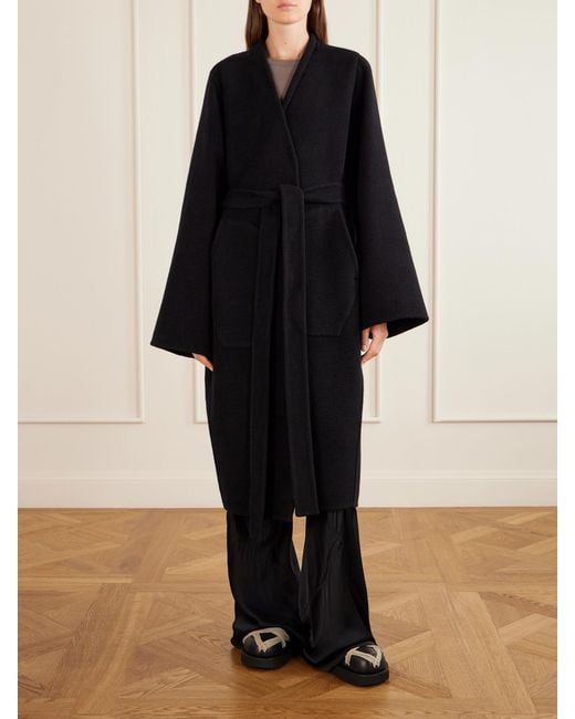 Rick Owens Black Dagger Belted Cashmere Coat