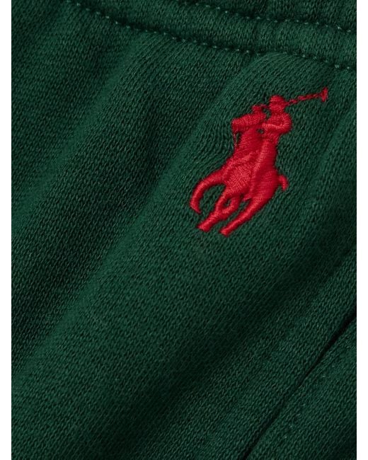Polo Ralph Lauren Green Embroidered Cotton-Blend Jersey Wide-Leg Track Pants