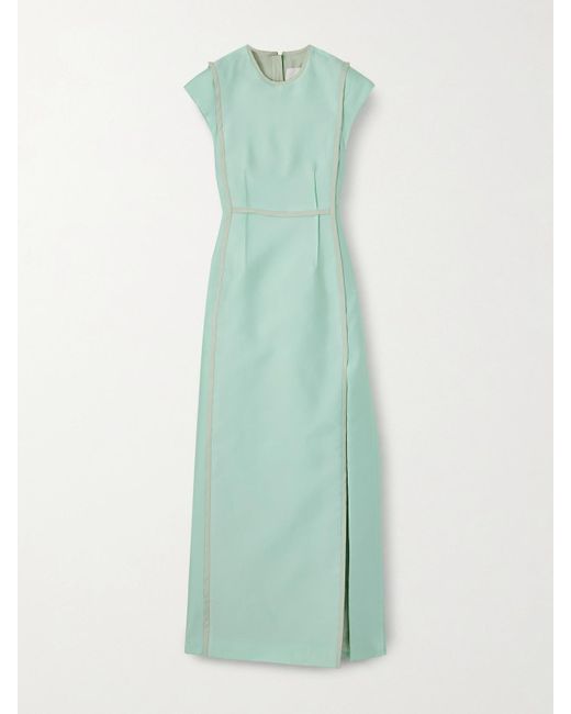 Jil Sander Women's Green Sleeveless Frayed Satin Maxi Dress -  emaralddelhi.in