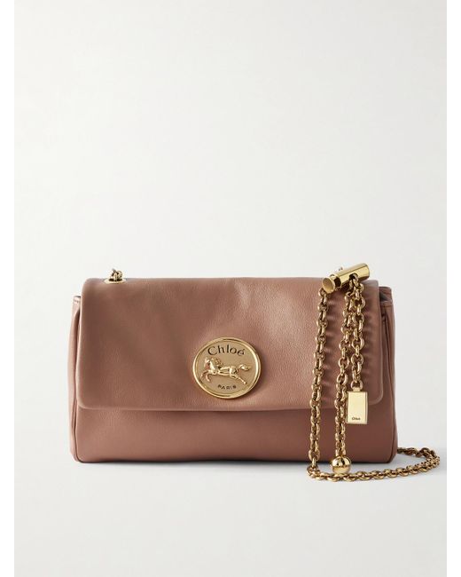 Chloé Brown Heritage Große Schultertasche Aus Leder