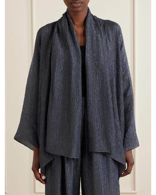 Cortana Blue Anhelo Crinkled Silk-Charmeuse Jacket
