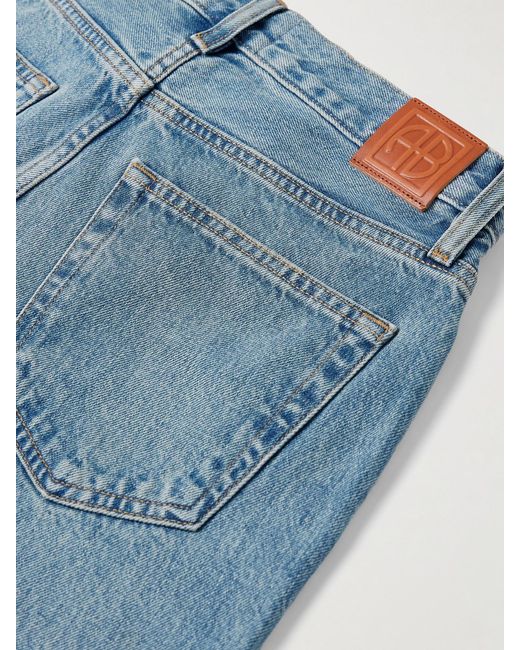 Anine Bing Blue Hugh Distressed High-Rise Wide-Leg Jeans