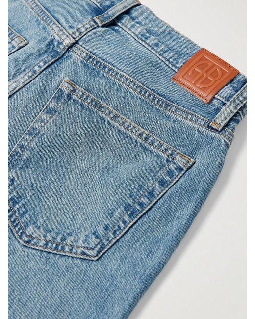 Anine Bing Blue Hugh Distressed High-Rise Wide-Leg Jeans
