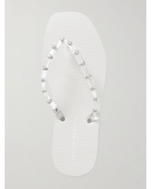 Loeffler Randall White Taryn Crystal-Embellished Pvc Sandals