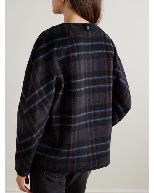 Veronica Beard Black Martine Scarf-Detailed Checked Wool-Blend Jacket
