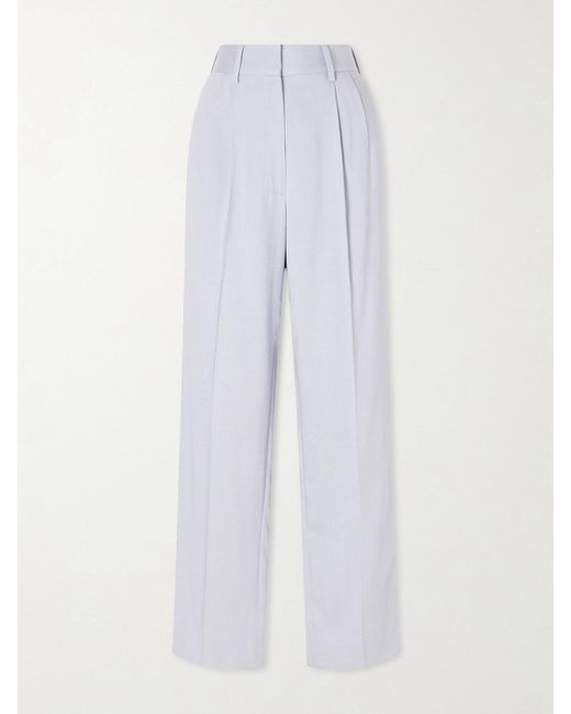 Blazé Milano White Vezon Pleated Tapered Woven Pants