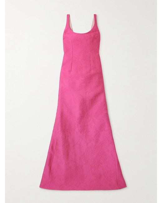 Emilia Wickstead Pink Ninette Pleated Cloqué Gown