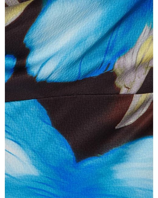 Rebecca Vallance Blue Ingrid Robe Aus Bedrucktem Satin Mit Raffungen